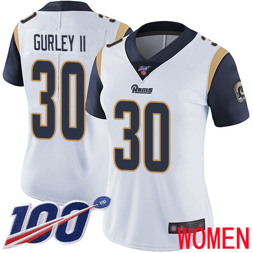 Los Angeles Rams Limited White Women Todd Gurley Road Jersey NFL Football 30 100th Season Vapor Untouchable